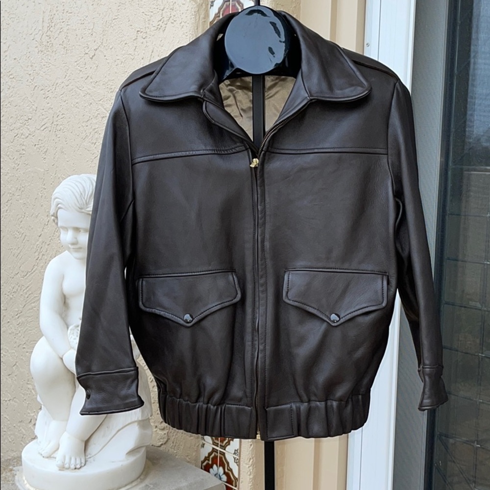 Deer Wear Brand Leather Bomber Coat 44